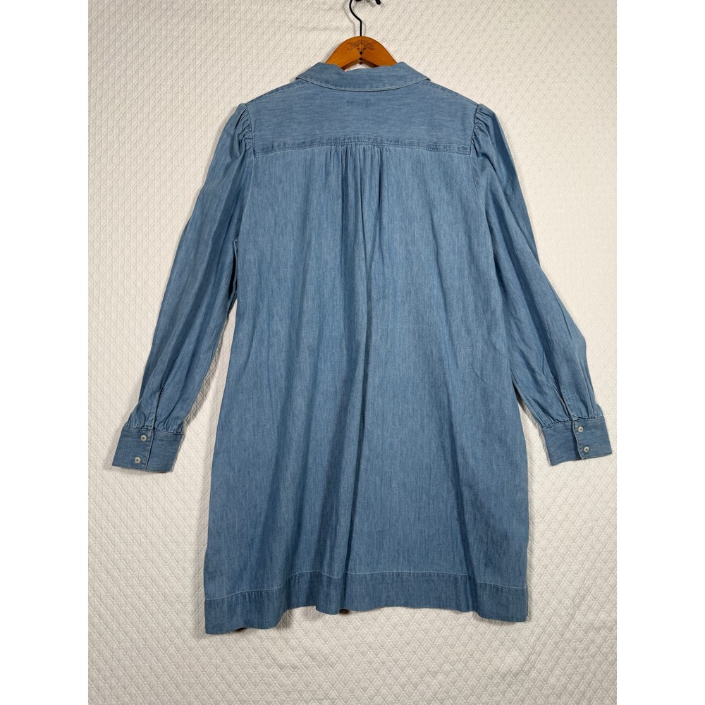 Vineyard Vines Womens Blue Cotton Chambray Popover Shirt Dress Pockets Large - Picture 2 of 8